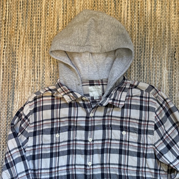 American Eagle Outfitters Gray Plaid/Flannel Hooded Shirt Size XXL - Picture 2 of 3